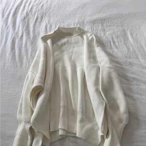 Free People Easy Street Tunic Cream Mock Neck Oversized Sweater